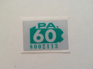 Picture of 1960 Pennsylvania Registration Sticker