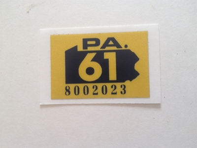 Picture of 1961 Pennsylvania Registration Sticker