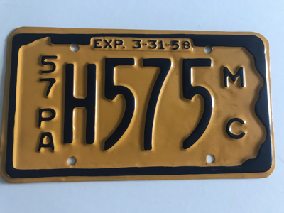 Picture of 1957 Pennsylvania Motorcycle Plate