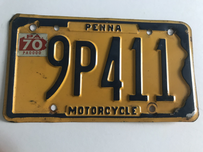Picture of 1970 Pennsylvania Motorcycle Plate