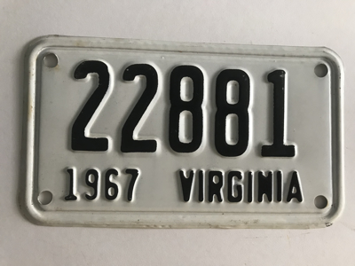 Picture of 1967 Virginia Motorcycle Plate