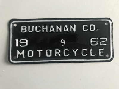 Picture of 1962 Virginia Buchannon County Motorcycle Plate